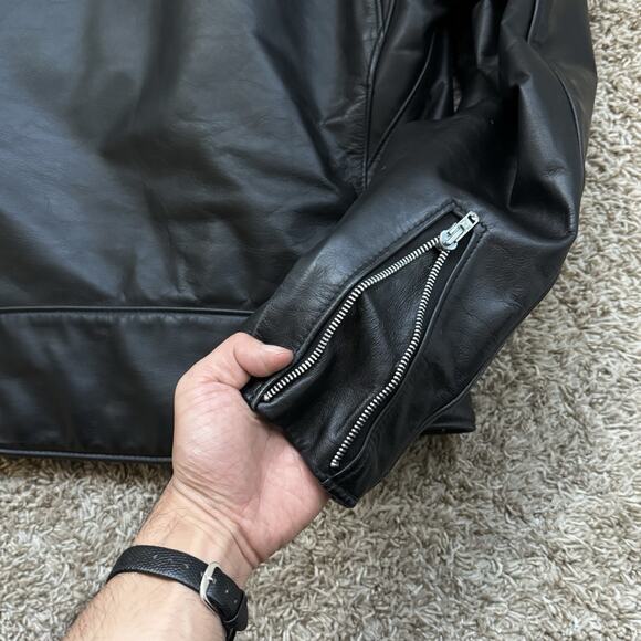 Vintage Schott Perfecto Black Leather Motorcycle Jacket Made In USA Size 42 Long - Picture 8 of 16